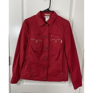 Cowgirl‎ Shirt Western Womens 6 Red Rodeo Festival Line Dance Ranch Long Sleeve
